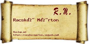 Racskó Márton névjegykártya